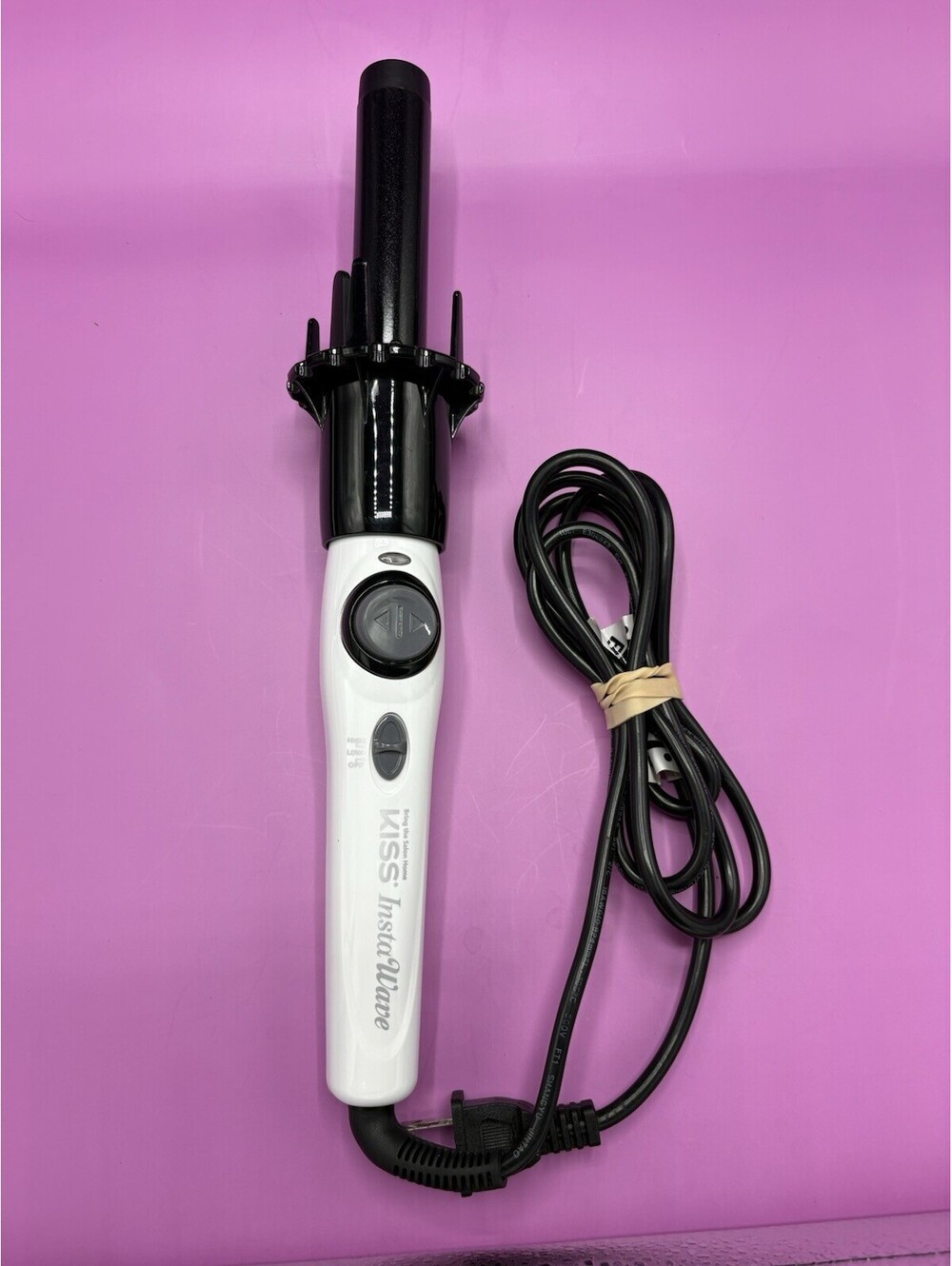 Kiss Instawave Automatic Hair Curler White/Black rotating Ceramic Curling Iron